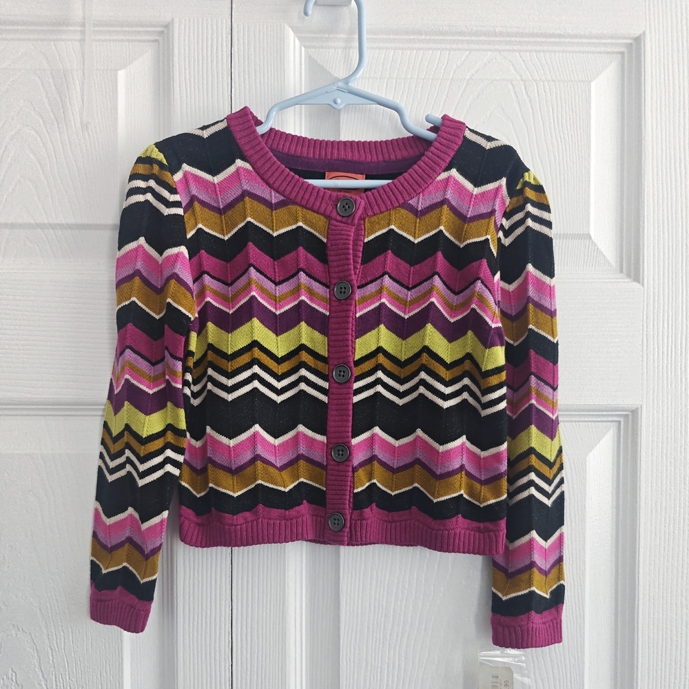 NWT Missoni for Target Girls Chevron Knit Cardigan in Pink, Black & Olive 4T/5T